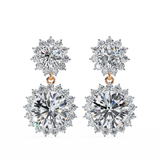1.37Ct Round Cut Lab Grown Diamond Flower Shape Antique Elegant Classic Dainty Perfect Drop Earring For Gift - HIGHCARAT DIAMONDS
