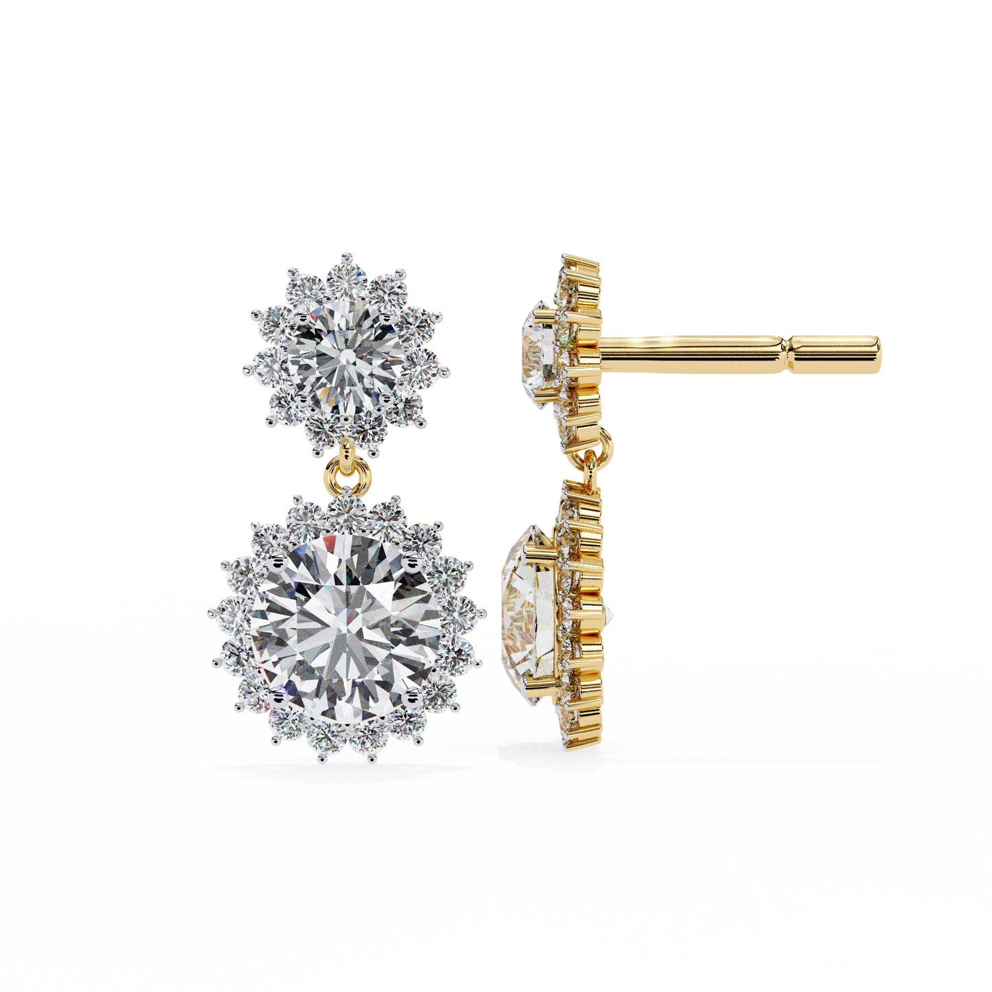 1.37Ct Round Cut Lab Grown Diamond Flower Shape Antique Elegant Classic Dainty Perfect Drop Earring For Gift - HIGHCARAT DIAMONDS