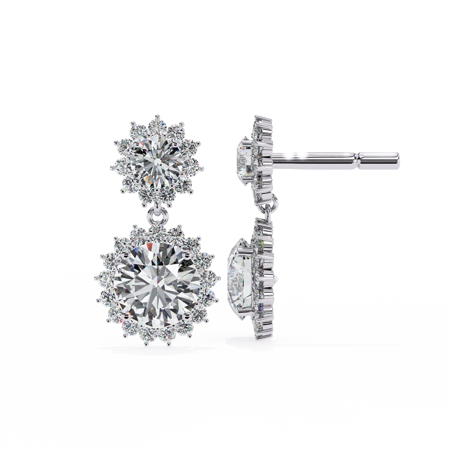 1.37Ct Round Cut Lab Grown Diamond Flower Shape Antique Elegant Classic Dainty Perfect Drop Earring For Gift - HIGHCARAT DIAMONDS