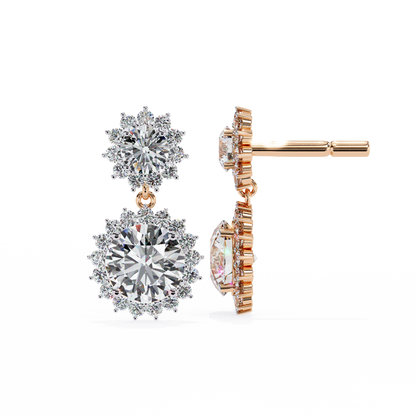 1.37Ct Round Cut Lab Grown Diamond Flower Shape Antique Elegant Classic Dainty Perfect Drop Earring For Gift - HIGHCARAT DIAMONDS