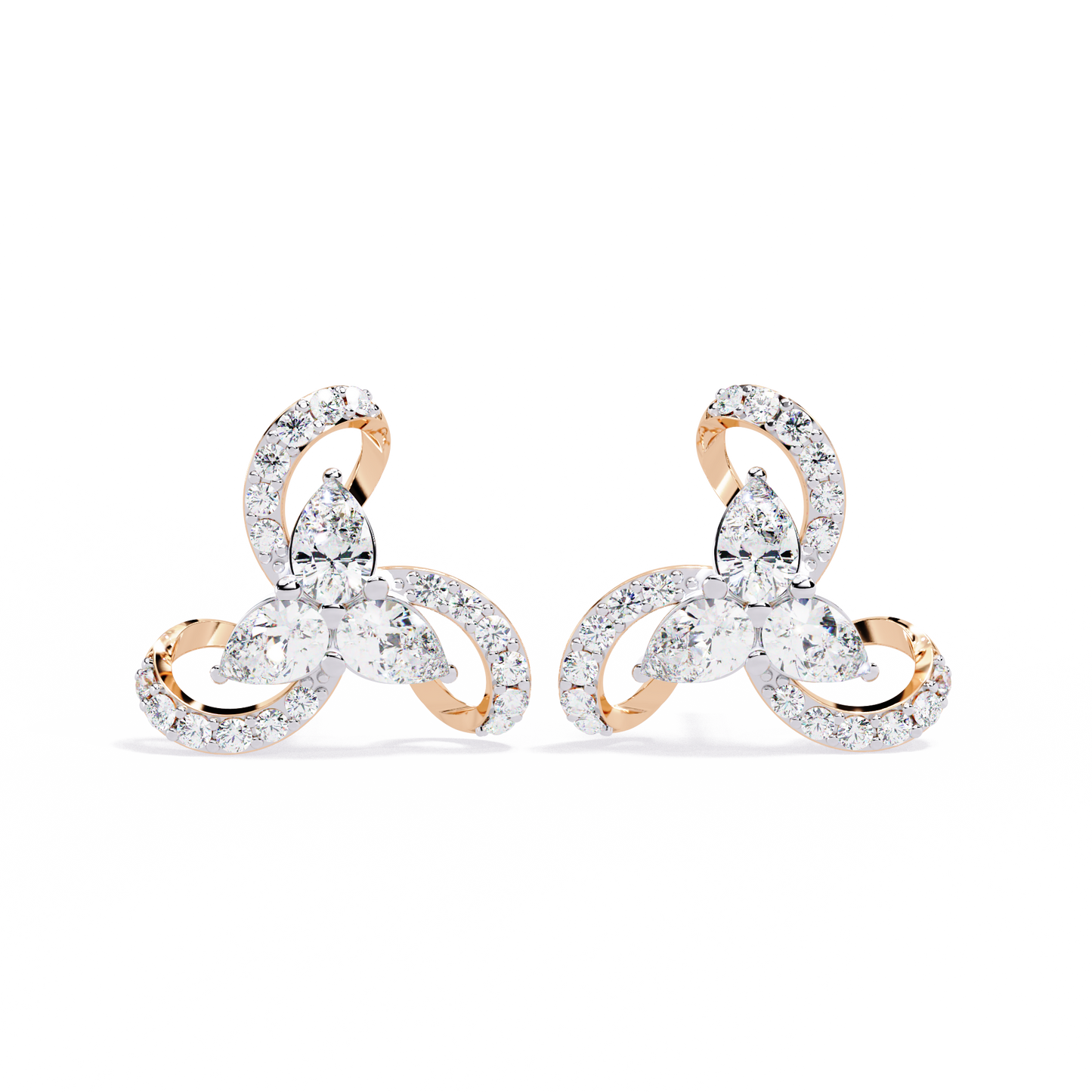 1.38Ct Pear And Round Cut High Quality Diamond Unique Minimalist Perfect Sparkling Party Wear Stud Earring - HIGHCARAT DIAMONDS