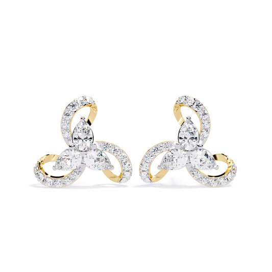 1.38Ct Pear And Round Cut High Quality Diamond Unique Minimalist Perfect Sparkling Party Wear Stud Earring - HIGHCARAT DIAMONDS