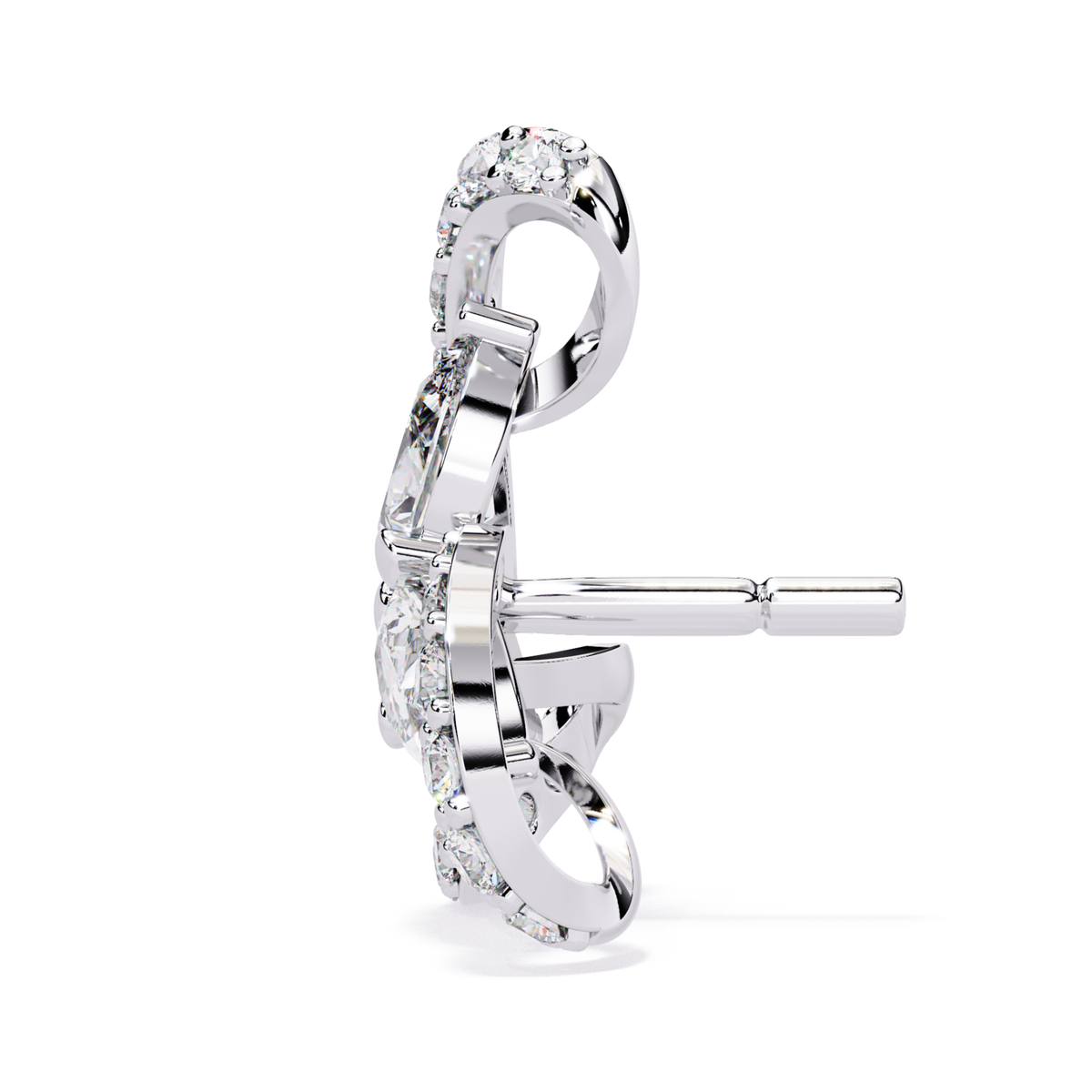 1.38 Ct Lab Grown Diamond Earrings Side Angle View