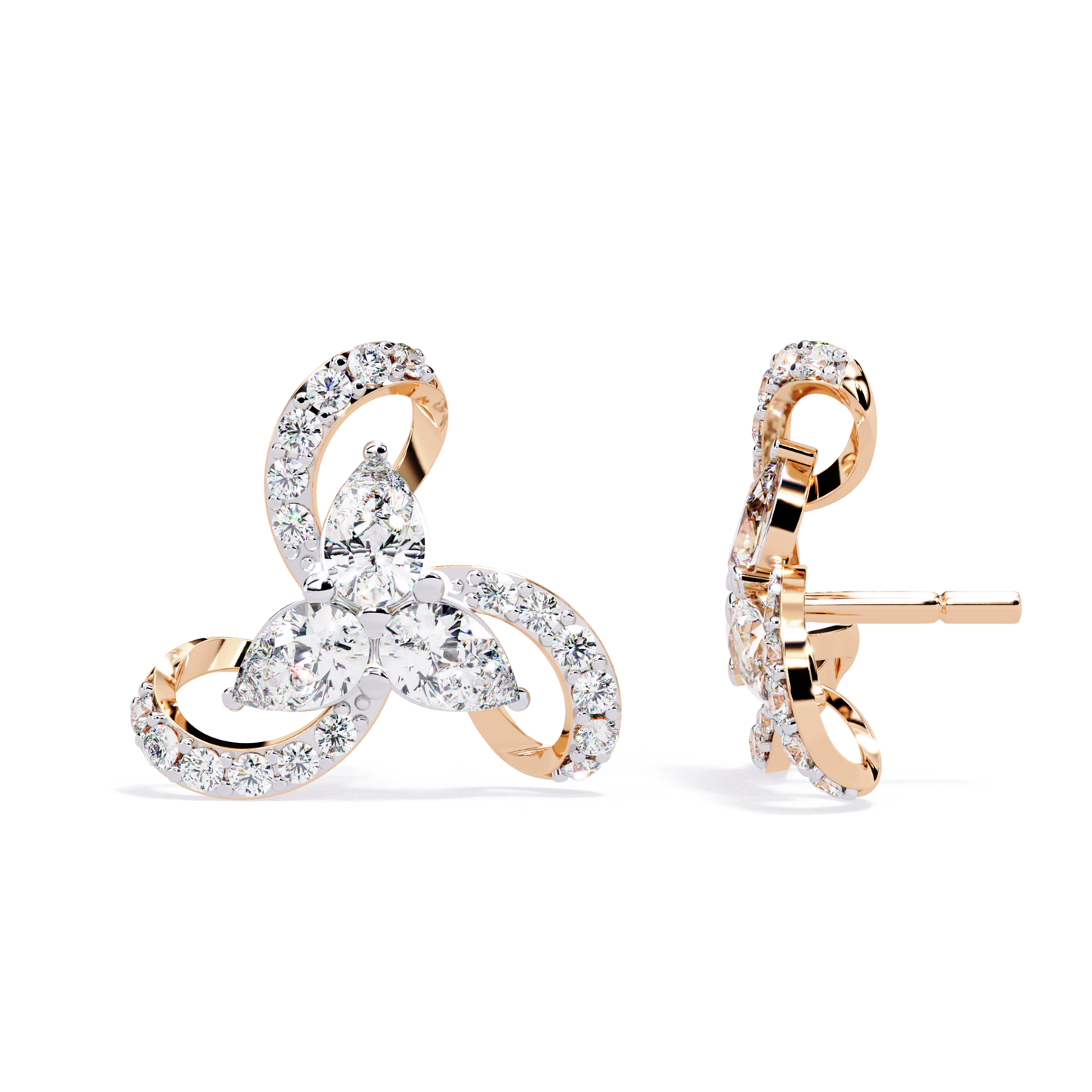 1.38 Ct Pear & Round Cut Lab Grown Diamond Earrings - HIGHCARAT DIAMONDS