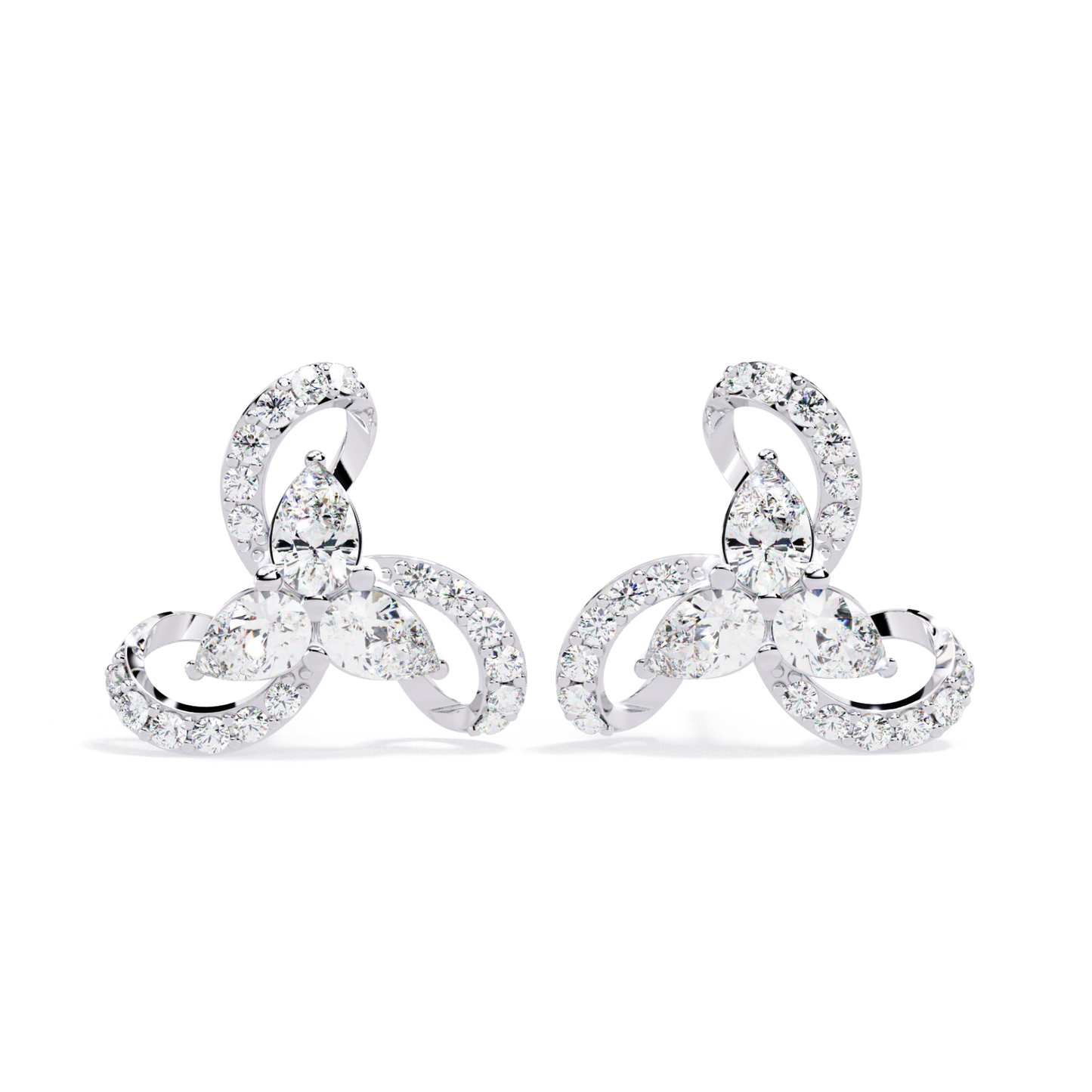 1.38 Ct Pear & Round Cut Lab Grown Diamond Earrings - HIGHCARAT DIAMONDS