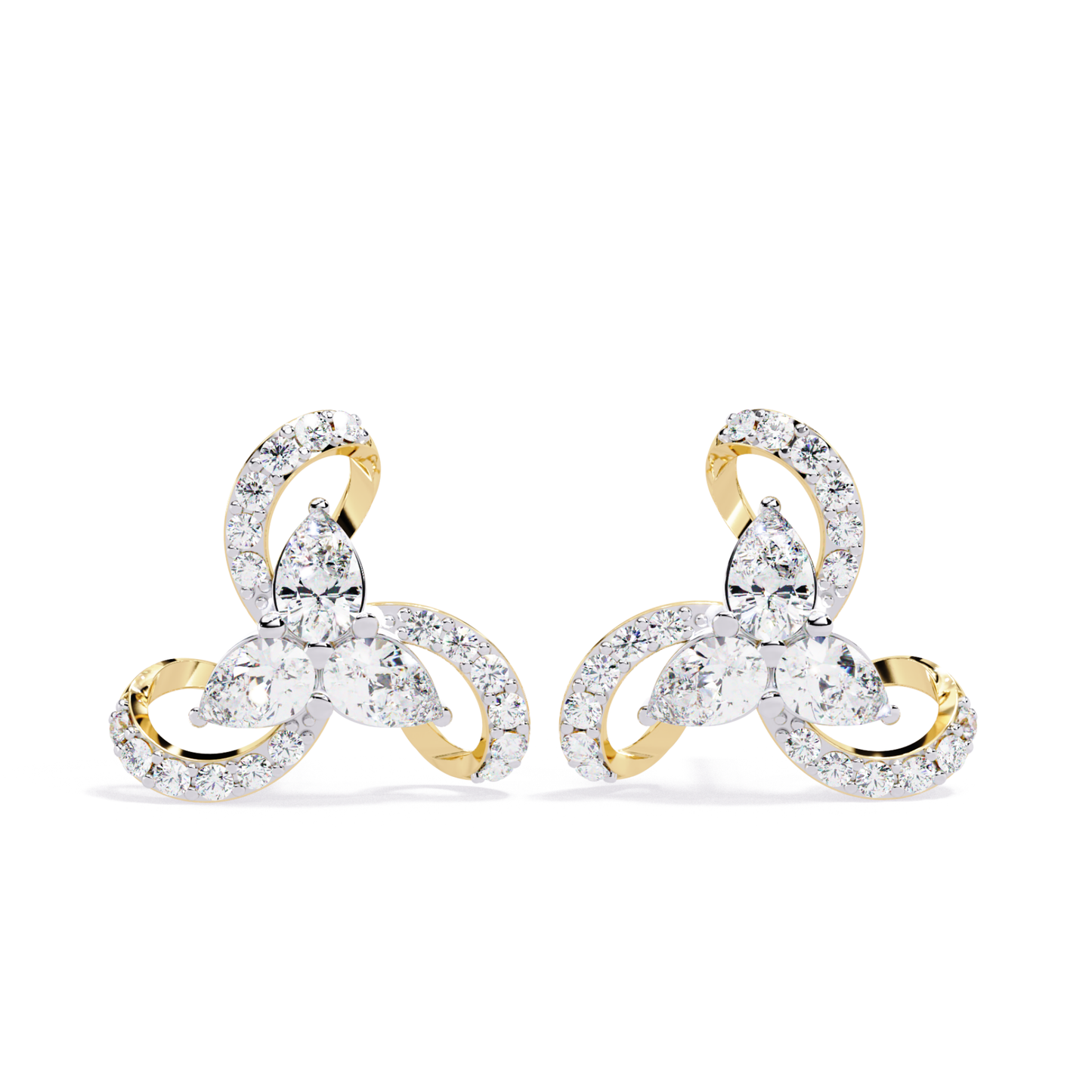 1.38 Ct Pear & Round Cut Lab Grown Diamond Earrings - HIGHCARAT DIAMONDS