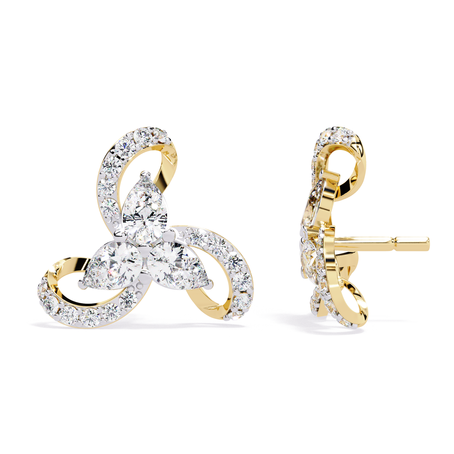 1.38 Ct Pear & Round Cut Lab Grown Diamond Earrings - HIGHCARAT DIAMONDS