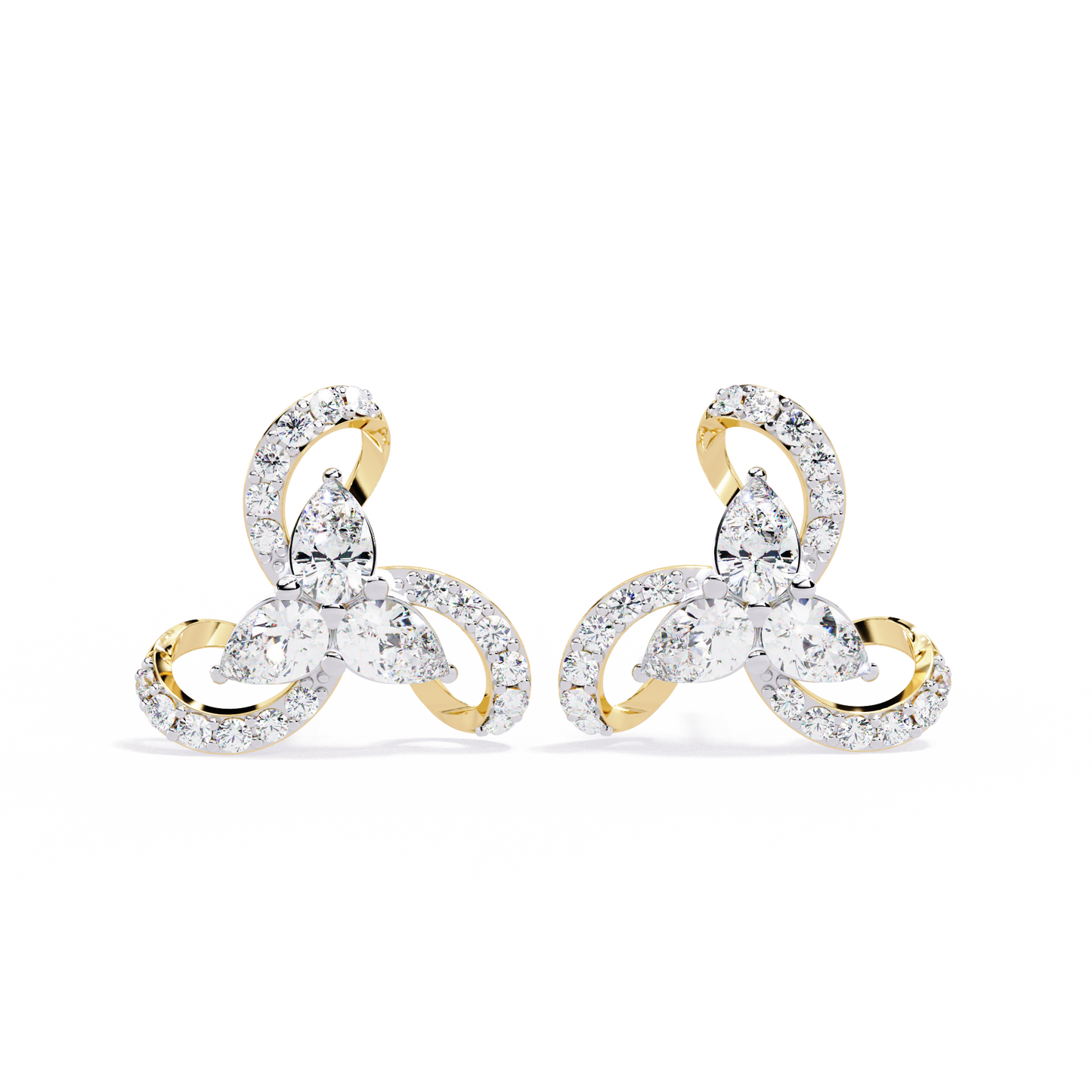 1.38Ct Pear And Round Cut High Quality Diamond Unique Minimalist Perfect Sparkling Party Wear Stud Earring - HIGHCARAT DIAMONDS