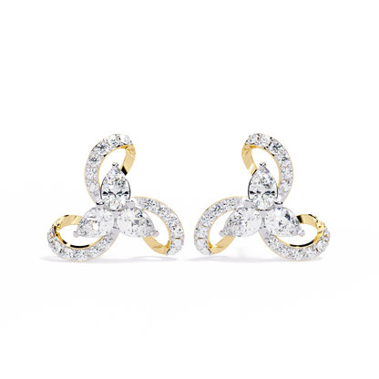 1.38Ct Pear And Round Cut High Quality Diamond Unique Minimalist Perfect Sparkling Party Wear Stud Earring - HIGHCARAT DIAMONDS