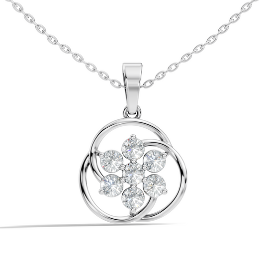 1.40 Carat Lab-Grown Round Diamond Pendant Necklace in 14K Solid Gold