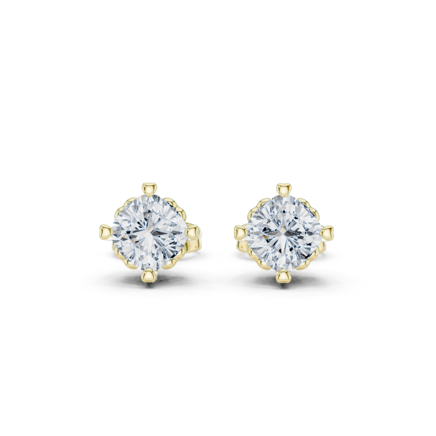 1.40 Ct Cushion Cut Lab Grown Diamond 10k Solid Gold Stunning Fabulous Diamond Earring For Her Birthday - HIGHCARAT DIAMONDS