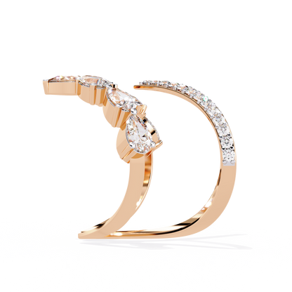 1.42Ct Pear And Round Cut Diamond Antique Inspired Two Row Cluster Vintage Classic Engagement Ring - HIGHCARAT DIAMONDS