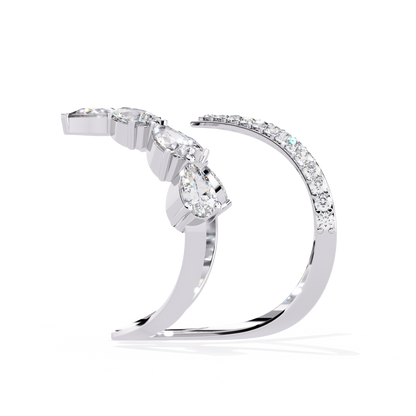 1.42Ct Pear And Round Cut Diamond Antique Inspired Two Row Cluster Vintage Classic Engagement Ring - HIGHCARAT DIAMONDS
