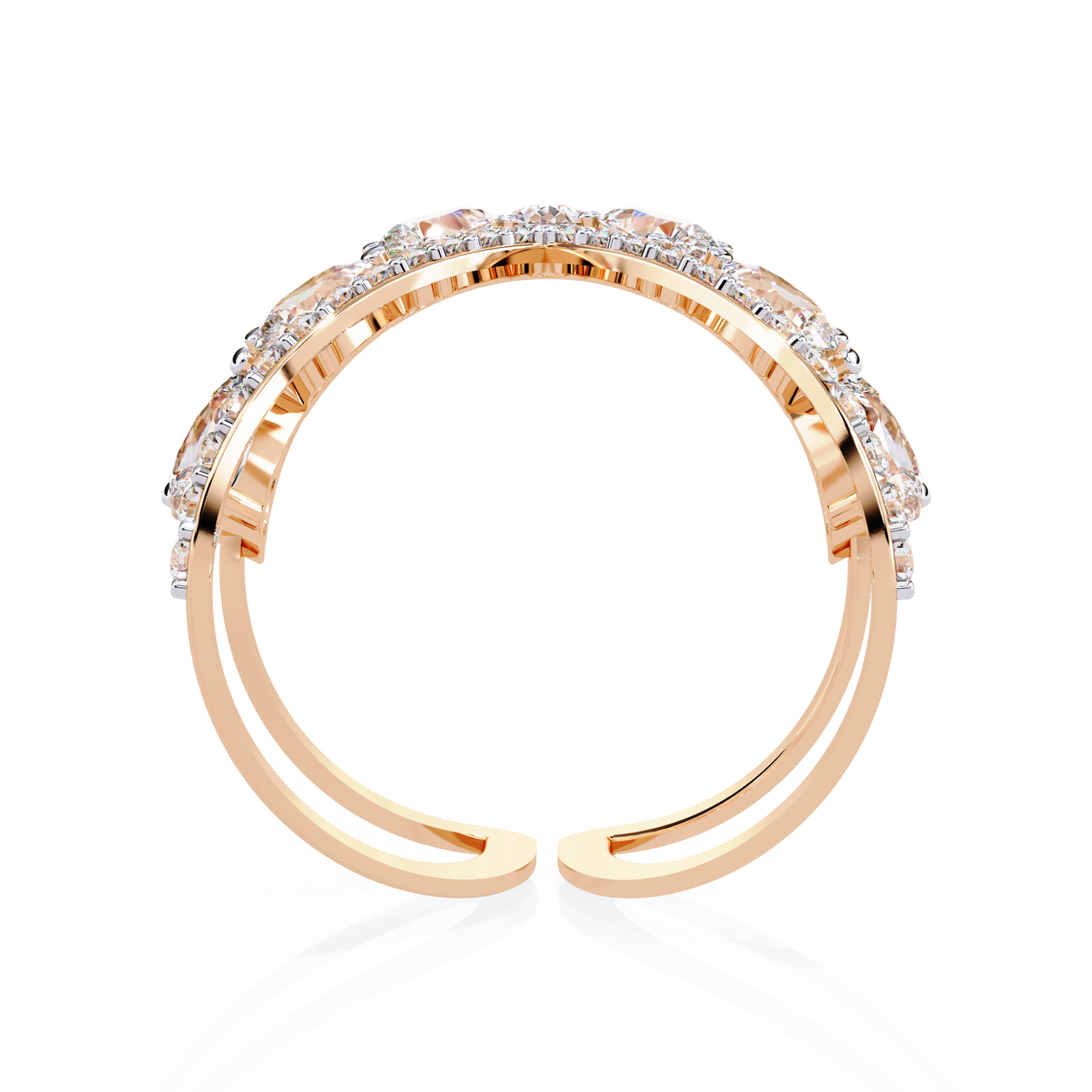 1.42Ct Pear And Round Cut Diamond Antique Inspired Two Row Cluster Vintage Classic Engagement Ring - HIGHCARAT DIAMONDS