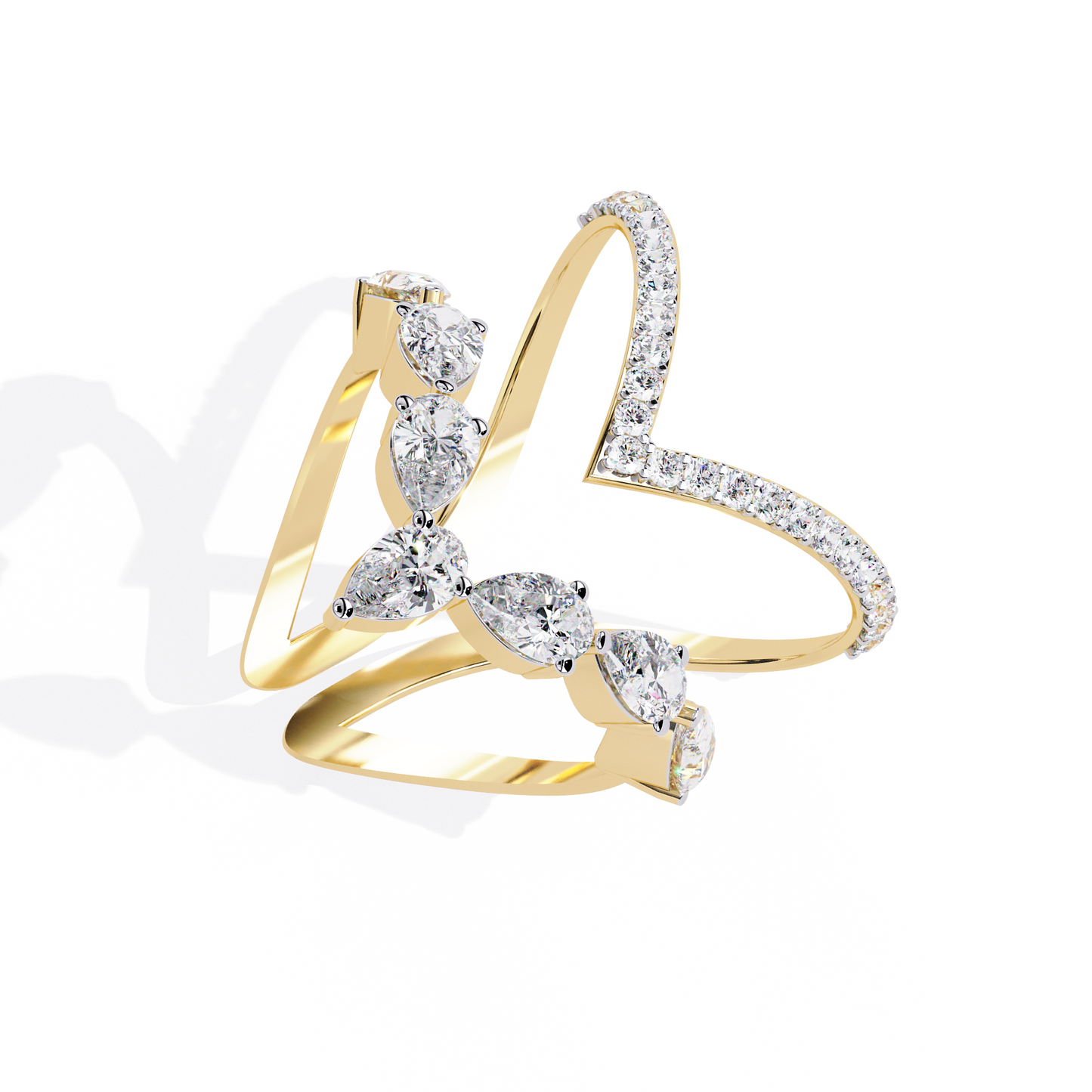 1.42Ct Pear And Round Cut Diamond Antique Inspired Two Row Cluster Vintage Classic Engagement Ring - HIGHCARAT DIAMONDS
