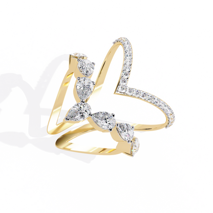1.42Ct Pear And Round Cut Diamond Antique Inspired Two Row Cluster Vintage Classic Engagement Ring - HIGHCARAT DIAMONDS