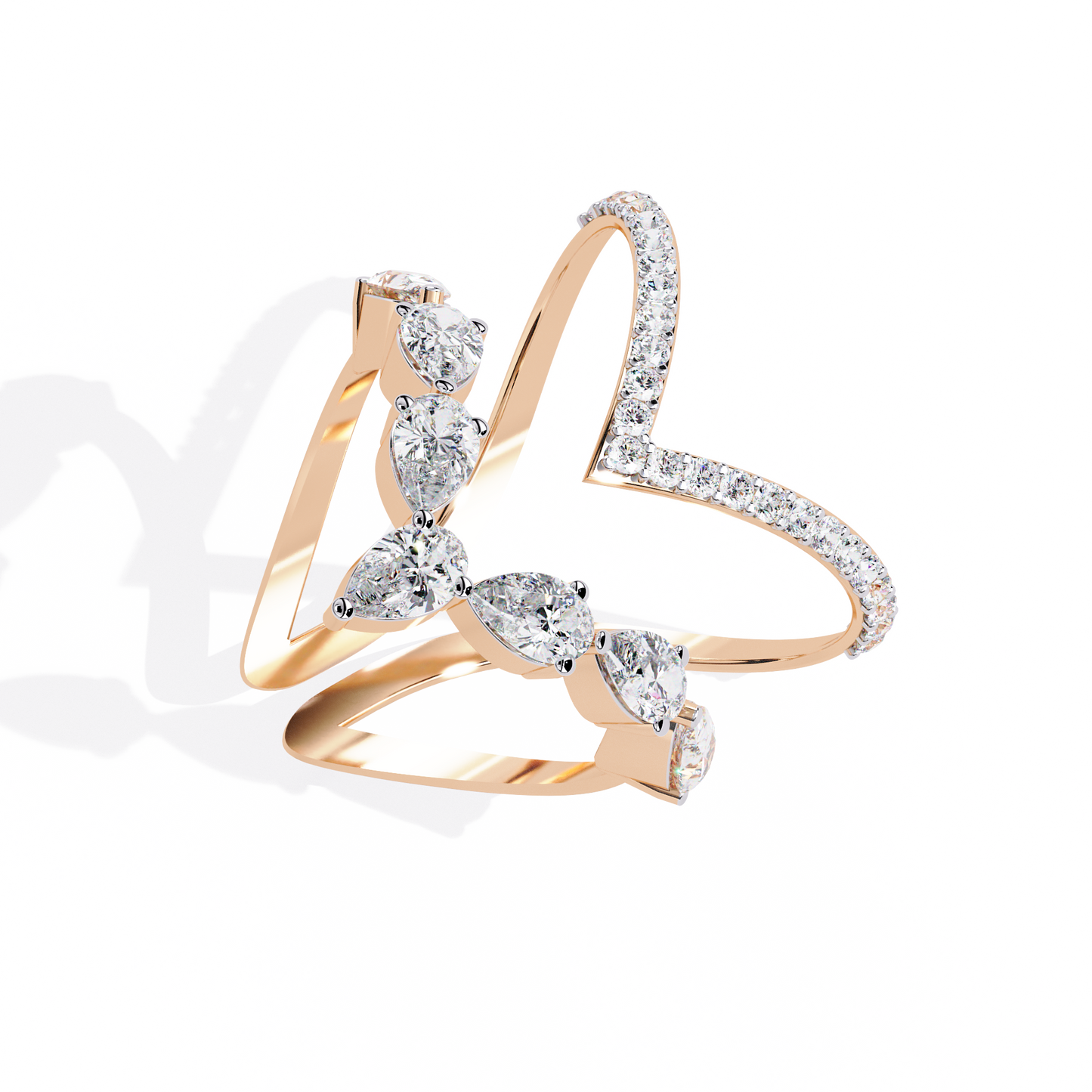 1.42Ct Pear And Round Cut Diamond Antique Inspired Two Row Cluster Vintage Classic Engagement Ring - HIGHCARAT DIAMONDS