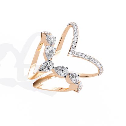 1.42Ct Pear And Round Cut Diamond Antique Inspired Two Row Cluster Vintage Classic Engagement Ring - HIGHCARAT DIAMONDS