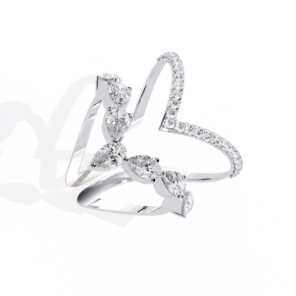 1.42Ct Pear And Round Cut Diamond Antique Inspired Two Row Cluster Vintage Classic Engagement Ring - HIGHCARAT DIAMONDS