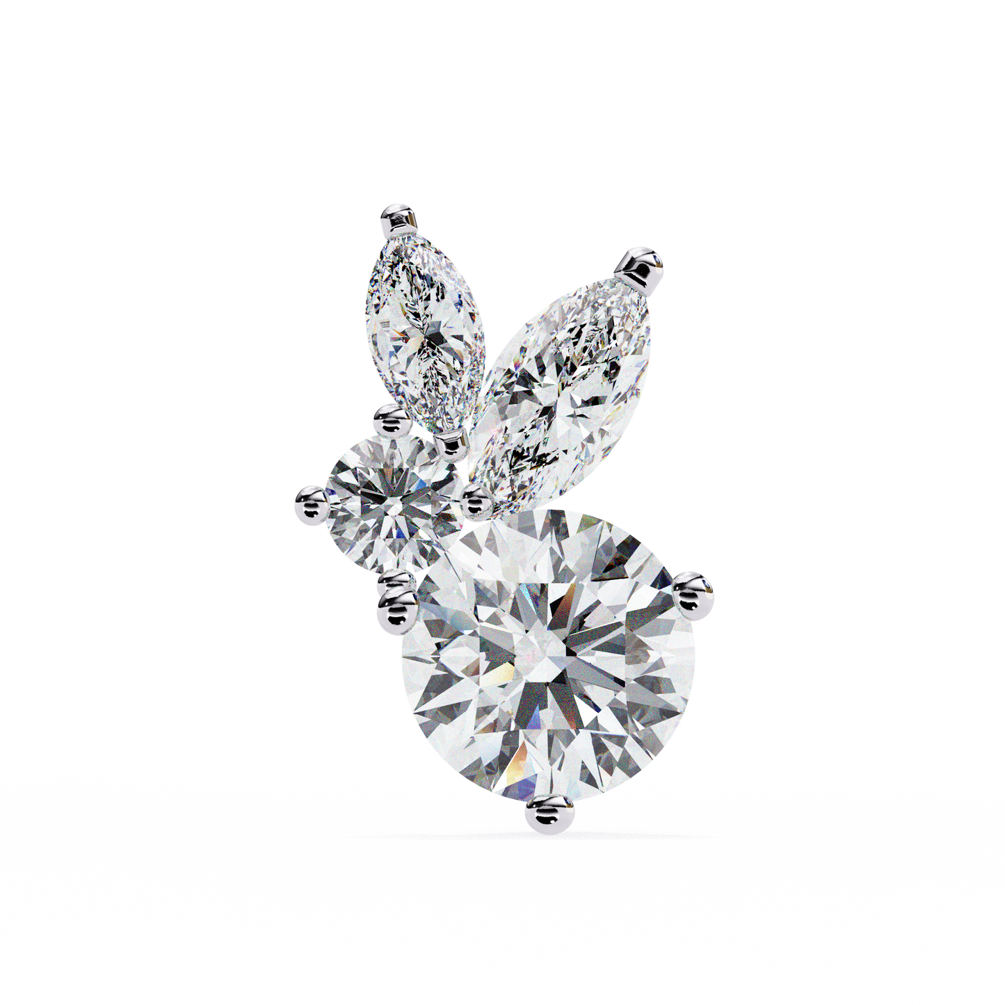 1.43Ct Round And Marquise Cut Diamond Unique Elegant Prong Set Cluster Stunning Dainty Stud Earring For Women's - HIGHCARAT DIAMONDS
