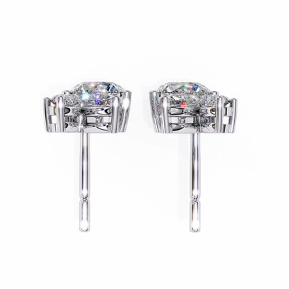 1.43Ct Round And Marquise Cut Diamond Unique Elegant Prong Set Cluster Stunning Dainty Stud Earring For Women's - HIGHCARAT DIAMONDS