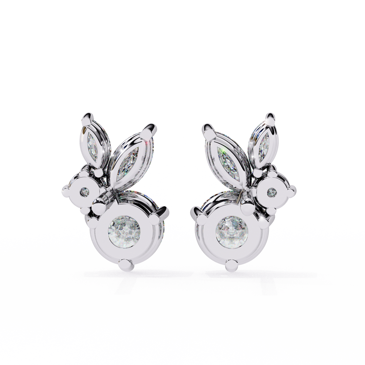 1.43Ct Round And Marquise Cut Diamond Unique Elegant Prong Set Cluster Stunning Dainty Stud Earring For Women's - HIGHCARAT DIAMONDS