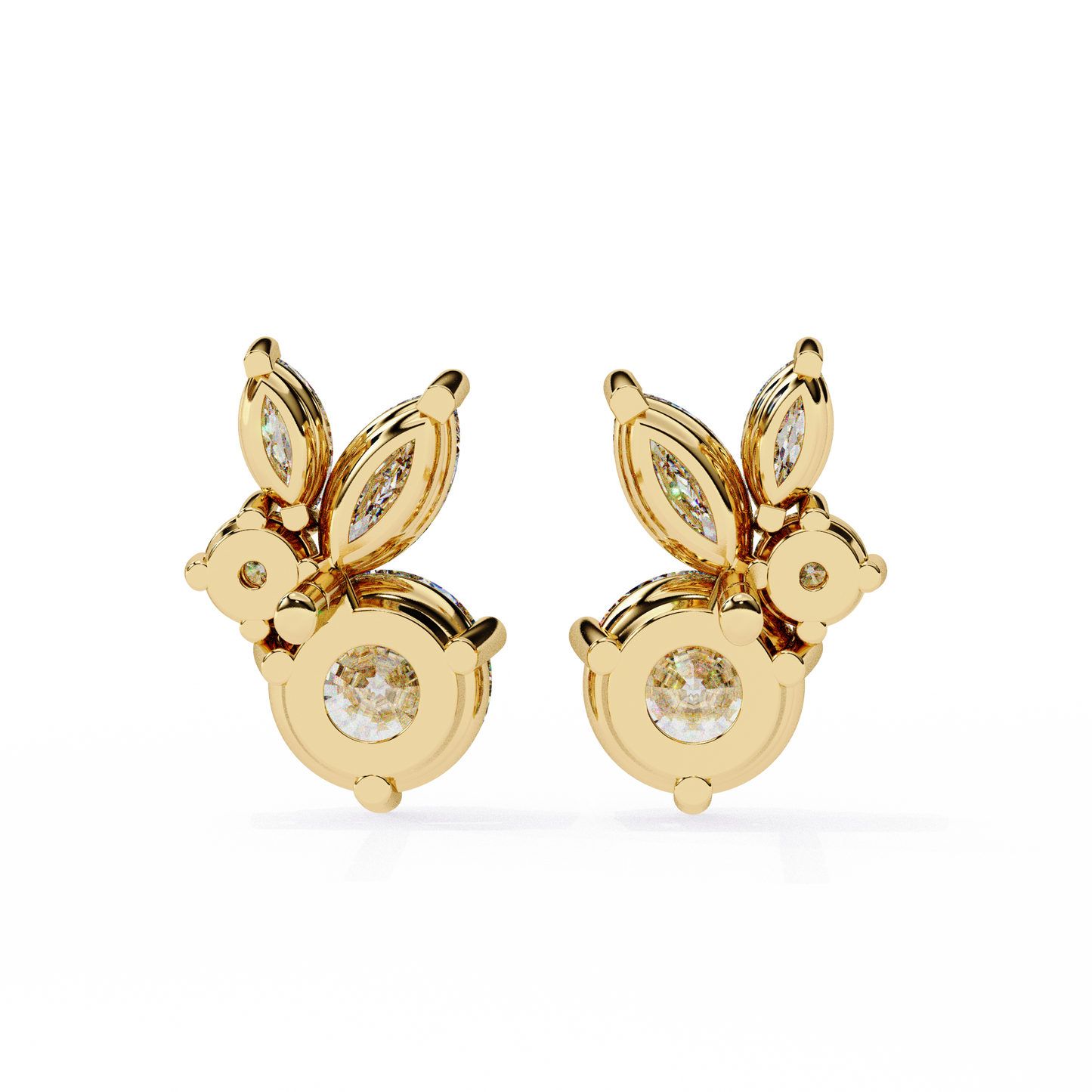 1.43Ct Round And Marquise Cut Diamond Unique Elegant Prong Set Cluster Stunning Dainty Stud Earring For Women's - HIGHCARAT DIAMONDS