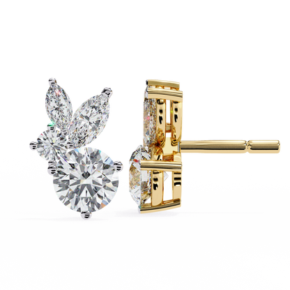 1.43Ct Round And Marquise Cut Diamond Unique Elegant Prong Set Cluster Stunning Dainty Stud Earring For Women's - HIGHCARAT DIAMONDS