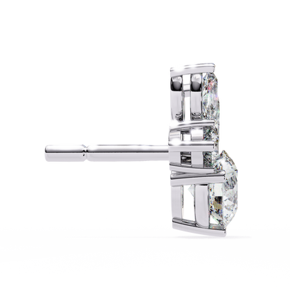 1.43Ct Round And Marquise Cut Diamond Unique Elegant Prong Set Cluster Stunning Dainty Stud Earring For Women's - HIGHCARAT DIAMONDS