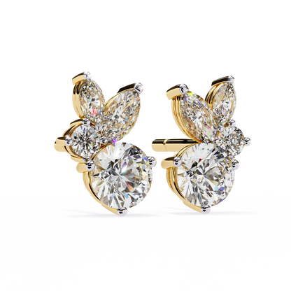 1.43Ct Round And Marquise Cut Diamond Unique Elegant Prong Set Cluster Stunning Dainty Stud Earring For Women's - HIGHCARAT DIAMONDS