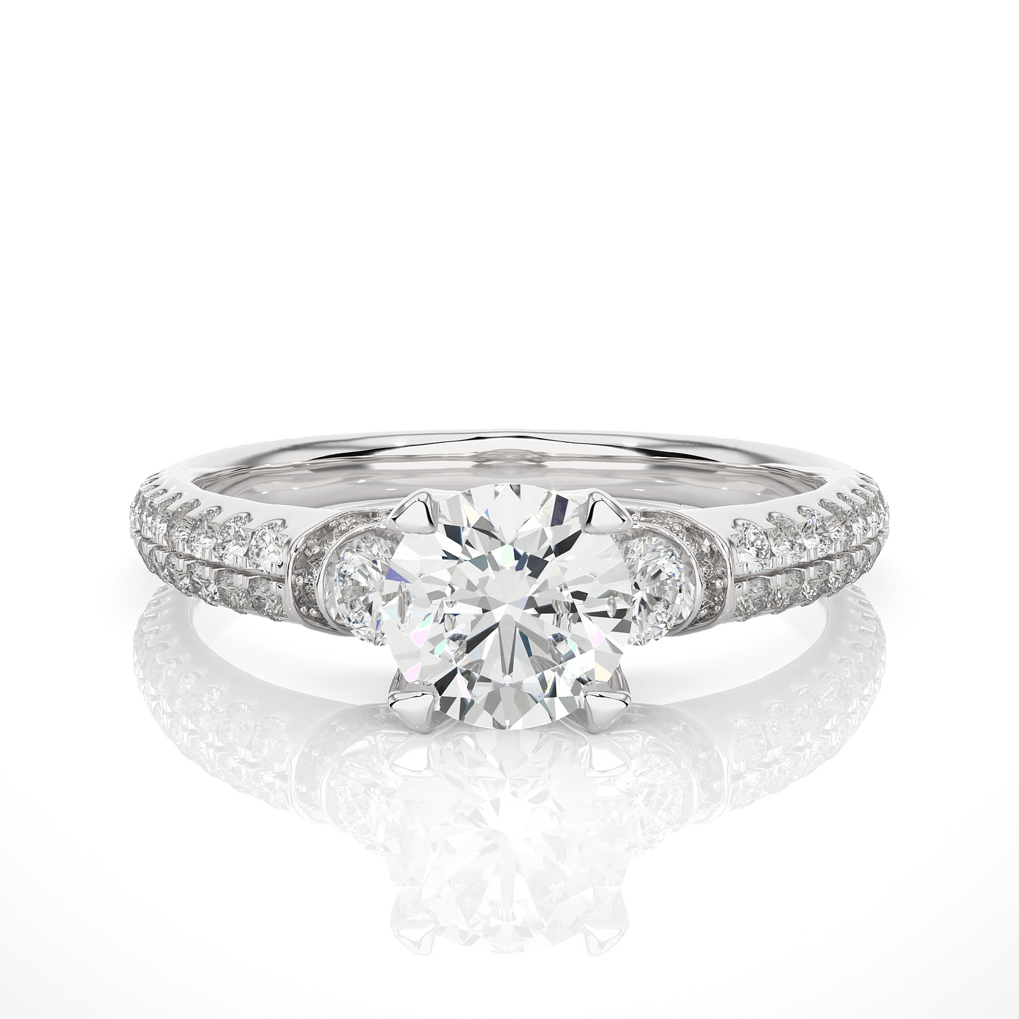 1.44 Carat Round Diamond Lab Grown Diamond Ring with Three Stones Diamond  Ring To Her birthday