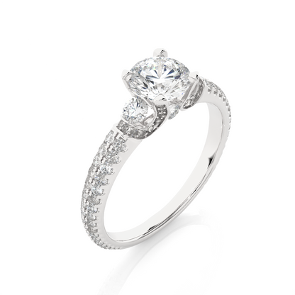1.44 Carat Round Diamond Lab Grown Diamond Ring with Three Stones Diamond  Ring To Her birthday