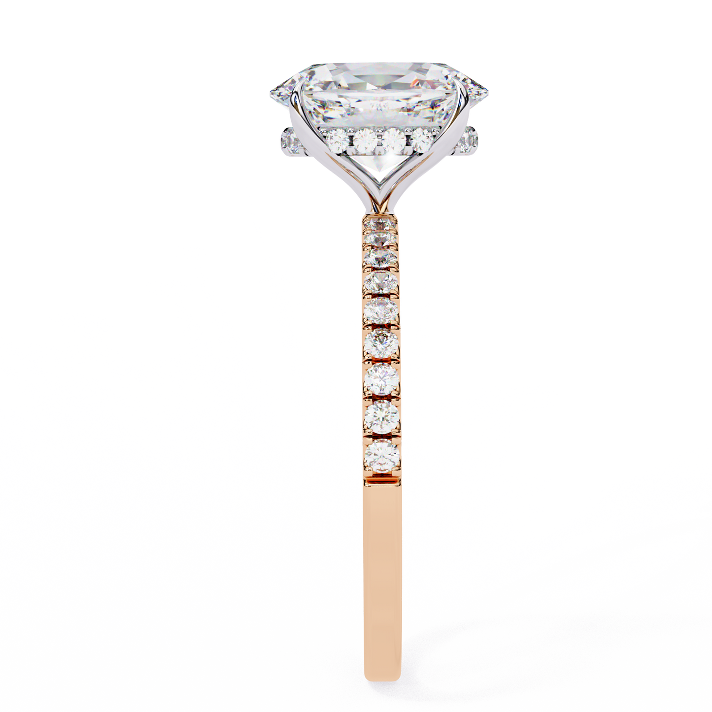 1.44 Ct Oval & Round Cut  Lab Grown Stunning Pave Set Solitaire Ring Dainty Women's Jewelry