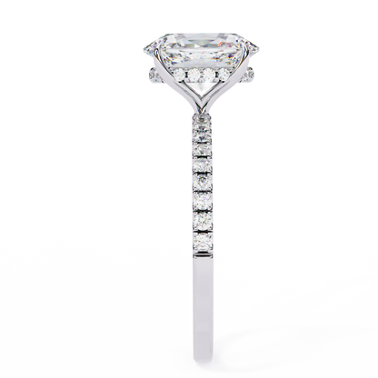 1.44 Ct Oval & Round Cut  Lab Grown Stunning Pave Set Solitaire Ring Dainty Women's Jewelry