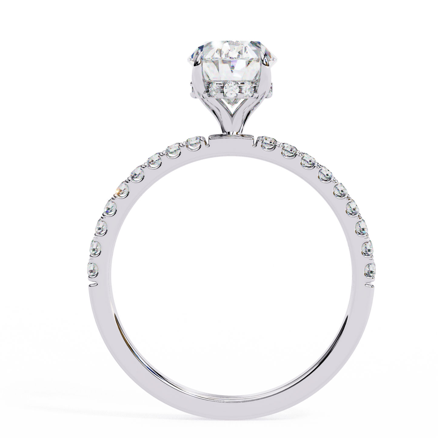 1.44 Ct Oval & Round Cut  Lab Grown Stunning Pave Set Solitaire Ring Dainty Women's Jewelry - HIGHCARAT DIAMONDS