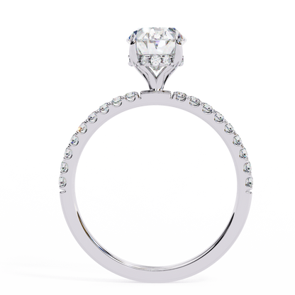 1.44 Ct Oval & Round Cut  Lab Grown Stunning Pave Set Solitaire Ring Dainty Women's Jewelry - HIGHCARAT DIAMONDS