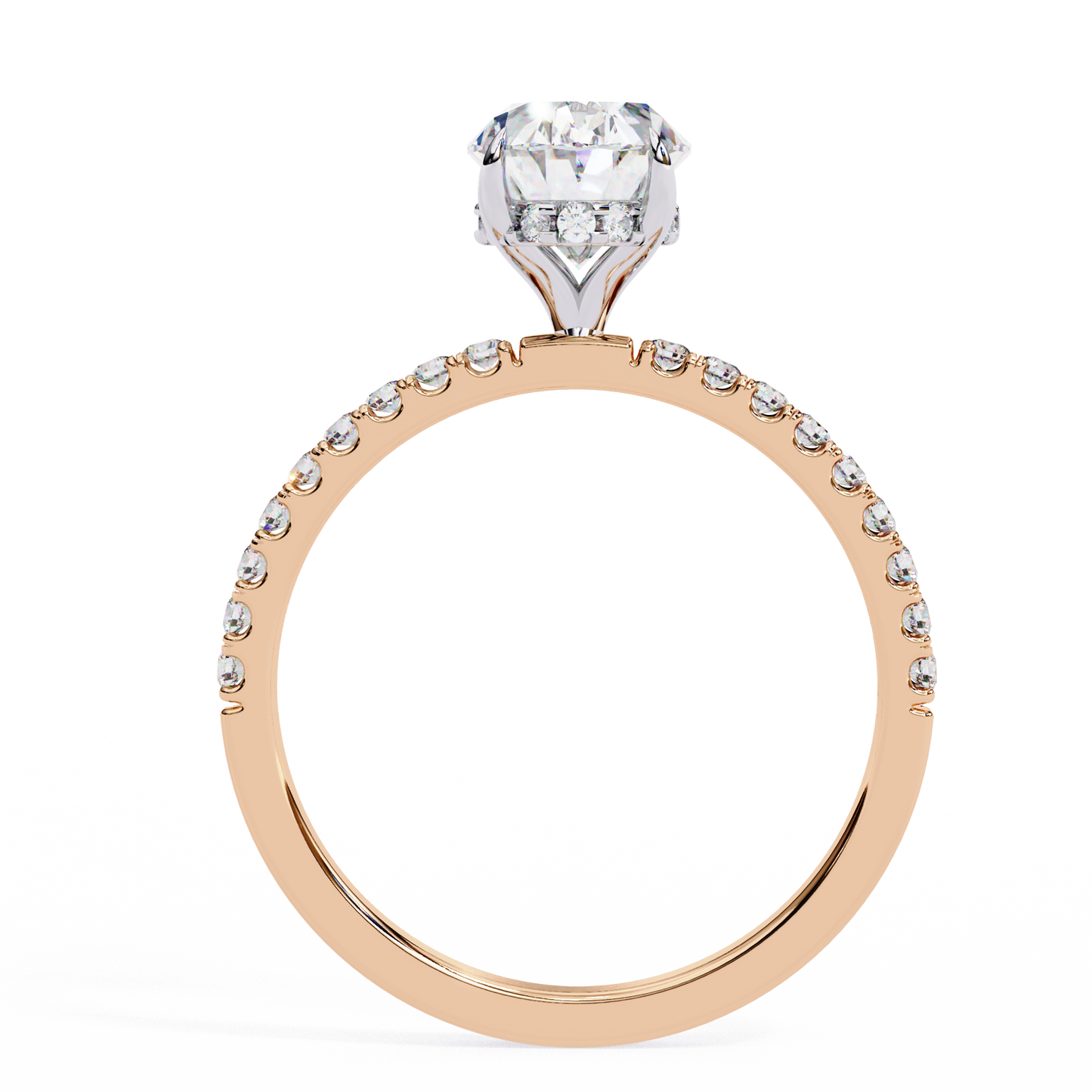 1.44 Ct Oval & Round Cut  Lab Grown Stunning Pave Set Solitaire Ring Dainty Women's Jewelry - HIGHCARAT DIAMONDS