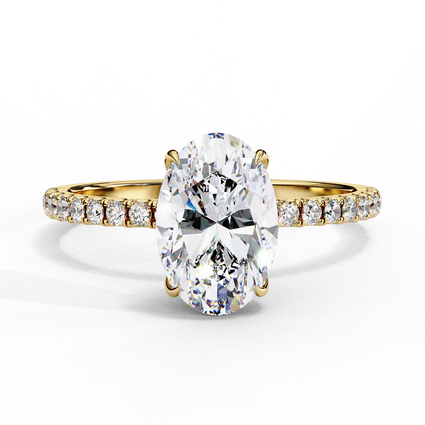 1.44 Ct Oval & Round Cut  Lab Grown Stunning Pave Set Solitaire Ring Dainty Women's Jewelry - HIGHCARAT DIAMONDS