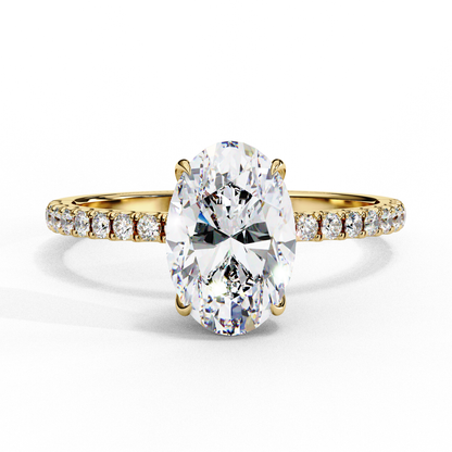 1.44 Ct Oval & Round Cut  Lab Grown Stunning Pave Set Solitaire Ring Dainty Women's Jewelry - HIGHCARAT DIAMONDS