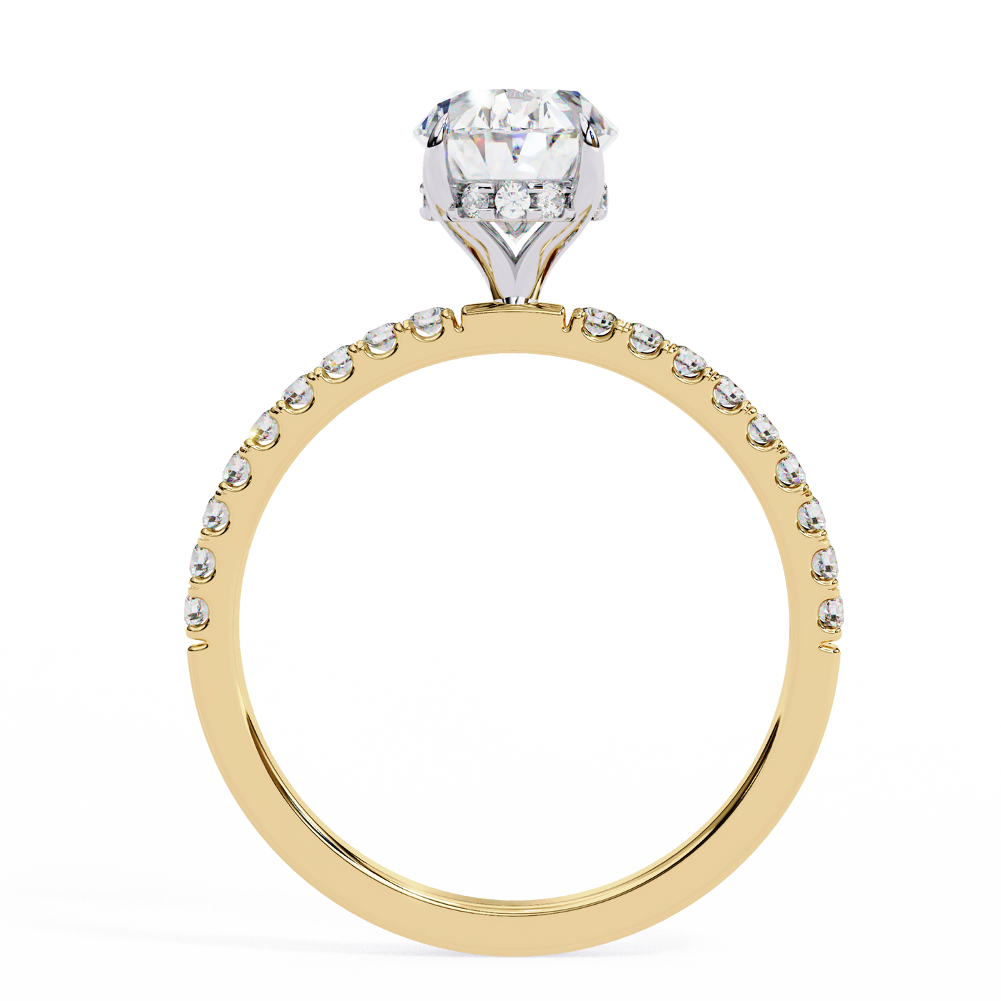 1.44 Ct Oval & Round Cut  Lab Grown Stunning Pave Set Solitaire Ring Dainty Women's Jewelry - HIGHCARAT DIAMONDS