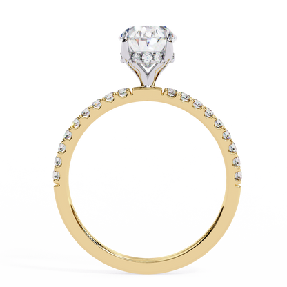 1.44 Ct Oval & Round Cut  Lab Grown Stunning Pave Set Solitaire Ring Dainty Women's Jewelry - HIGHCARAT DIAMONDS