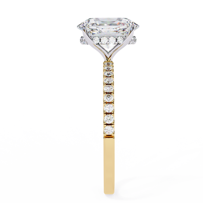 1.44 Ct Oval & Round Cut  Lab Grown Stunning Pave Set Solitaire Ring Dainty Women's Jewelry - HIGHCARAT DIAMONDS