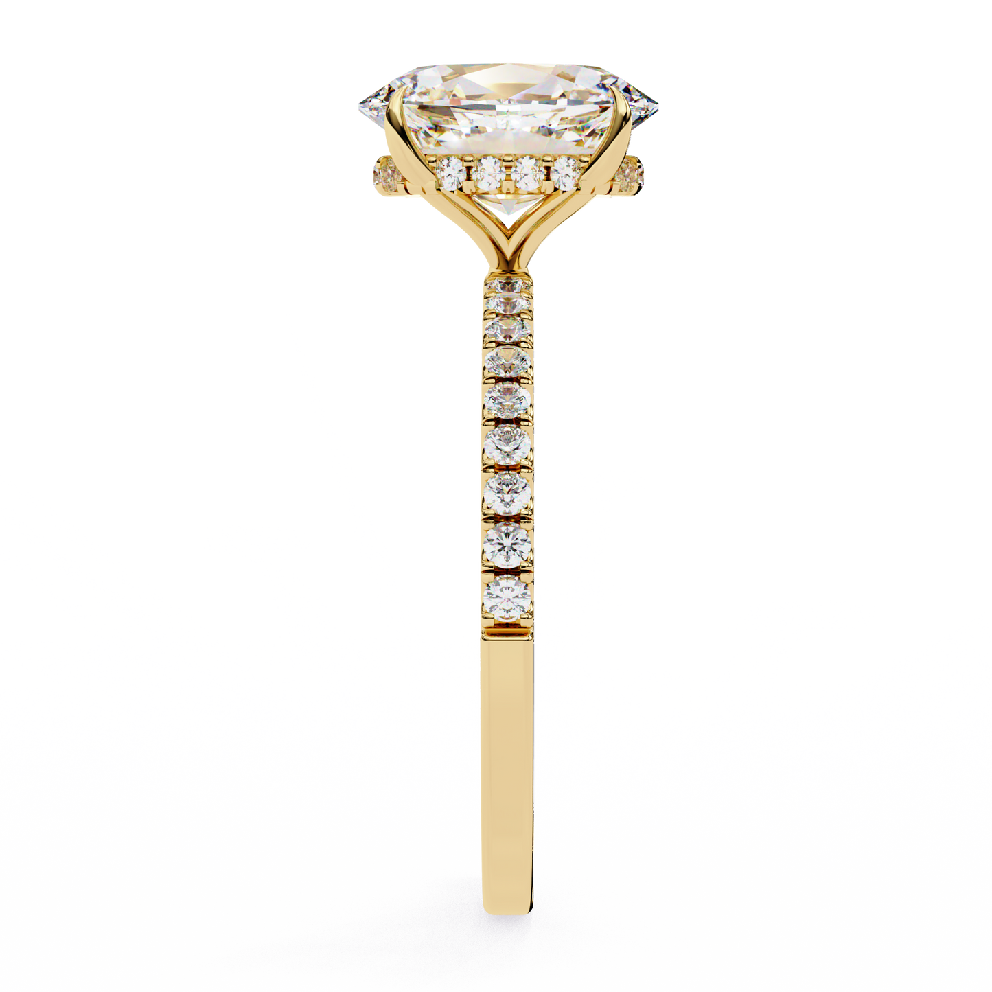 1.44 Ct Oval & Round Cut  Lab Grown Stunning Pave Set Solitaire Ring Dainty Women's Jewelry - HIGHCARAT DIAMONDS