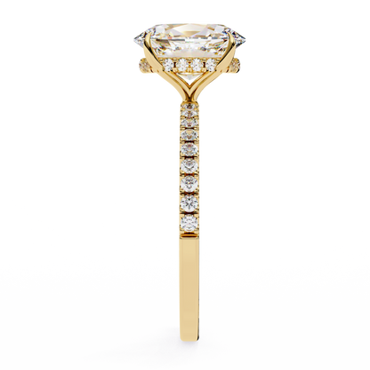 1.44 Ct Oval & Round Cut  Lab Grown Stunning Pave Set Solitaire Ring Dainty Women's Jewelry - HIGHCARAT DIAMONDS