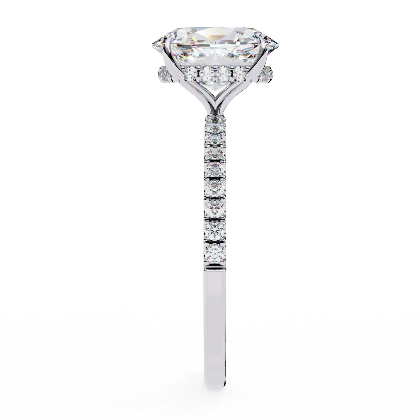 1.44 Ct Oval & Round Cut  Lab Grown Stunning Pave Set Solitaire Ring Dainty Women's Jewelry - HIGHCARAT DIAMONDS