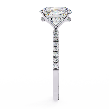 1.44 Ct Oval & Round Cut  Lab Grown Stunning Pave Set Solitaire Ring Dainty Women's Jewelry - HIGHCARAT DIAMONDS