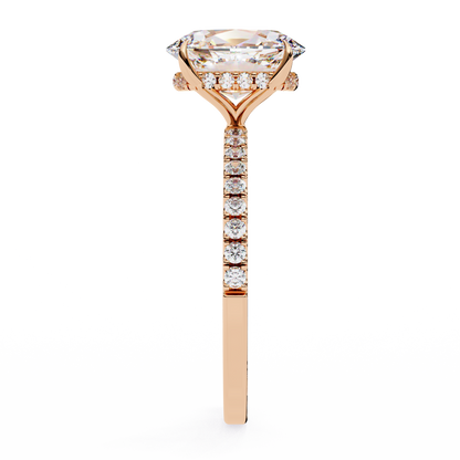 1.44 Ct Oval & Round Cut  Lab Grown Stunning Pave Set Solitaire Ring Dainty Women's Jewelry - HIGHCARAT DIAMONDS