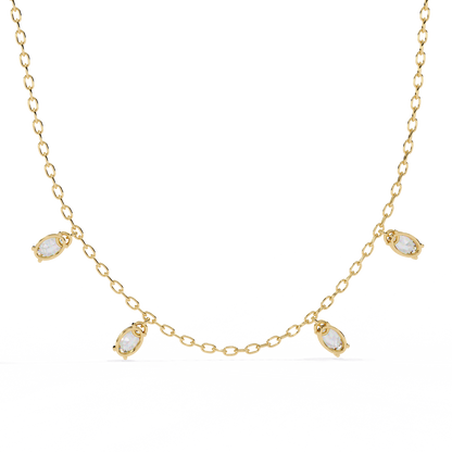 1.45 Carat Oval Cut Lab Grown Diamond 10K Solid Rose Gold Unique Vintage Party Wear Necklace Gift for Her Birthday - HIGHCARAT DIAMONDS