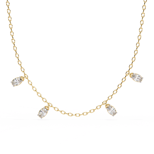 1.45 Carat Oval Cut Lab Grown Diamond 10K Solid Rose Gold Unique Vintage Party Wear Necklace Gift for Her Birthday - HIGHCARAT DIAMONDS