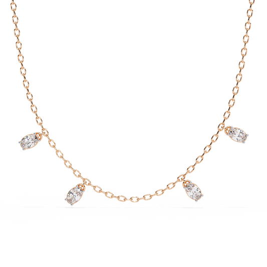 1.45 Carat Oval Cut Lab Grown Diamond 10K Solid Rose Gold Unique Vintage Party Wear Necklace Gift for Her Birthday - HIGHCARAT DIAMONDS